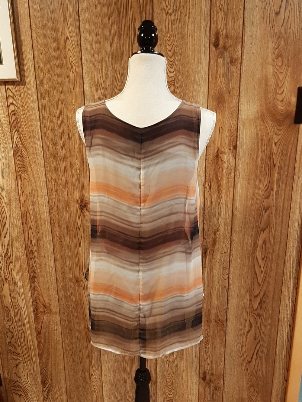 Roz & Ali White/Orange/Black/Grey Flowy Tank Top (S) - Picture 4 of 6